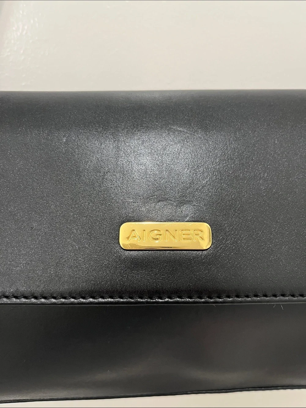 Etienne Aigner Black Leather Shoulder Bag with Gold-Classic Elegant Minimalist - Picture 2 of 11